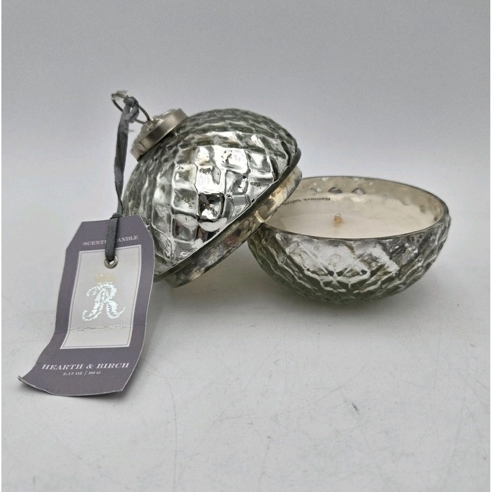 Rachel Ashwell Mercury Glass Ornament Candle Hearth & Birch Silver Christmas NWT